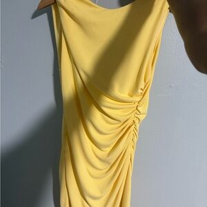 Zara One Shoulder Yellow Dress